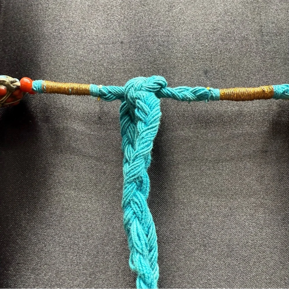 Vtg Nepalese Tibetan Red Coral & Turquoise Handmade Beaded Necklace Reversible - Picture 6 of 10